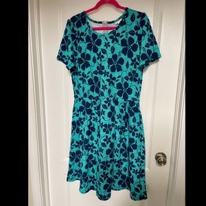 PLUS LLR LuLaRoe Amelia Textured Fit n Flare Dress 3XL 3X 24 24W